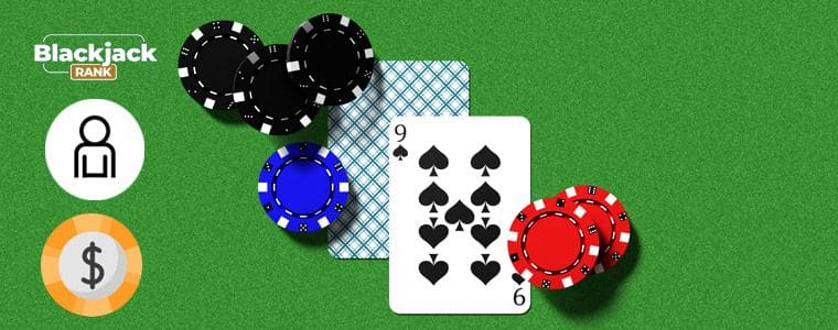 zwei Karten mit Chips, ein Logo für Wetten und das BlackjackRank-Logo in der linken Ecke zwei Karten mit Chips und Wettlogo